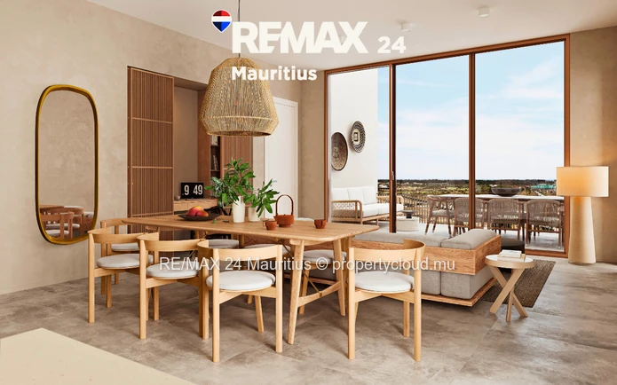 Modern 1-bedroom apartments (64–65 m² with balcony) located in the heart of Mont Choisy,