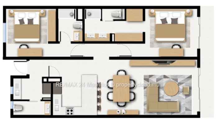 Modern 2 Bedroom Apartment in Le Residence De Mon Choisy, Grand Baie