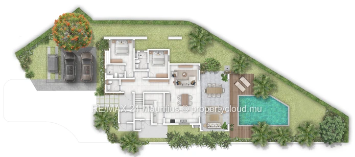 This spacious villa offers a built area of 322.33 m², with elegant and well-designed living spaces